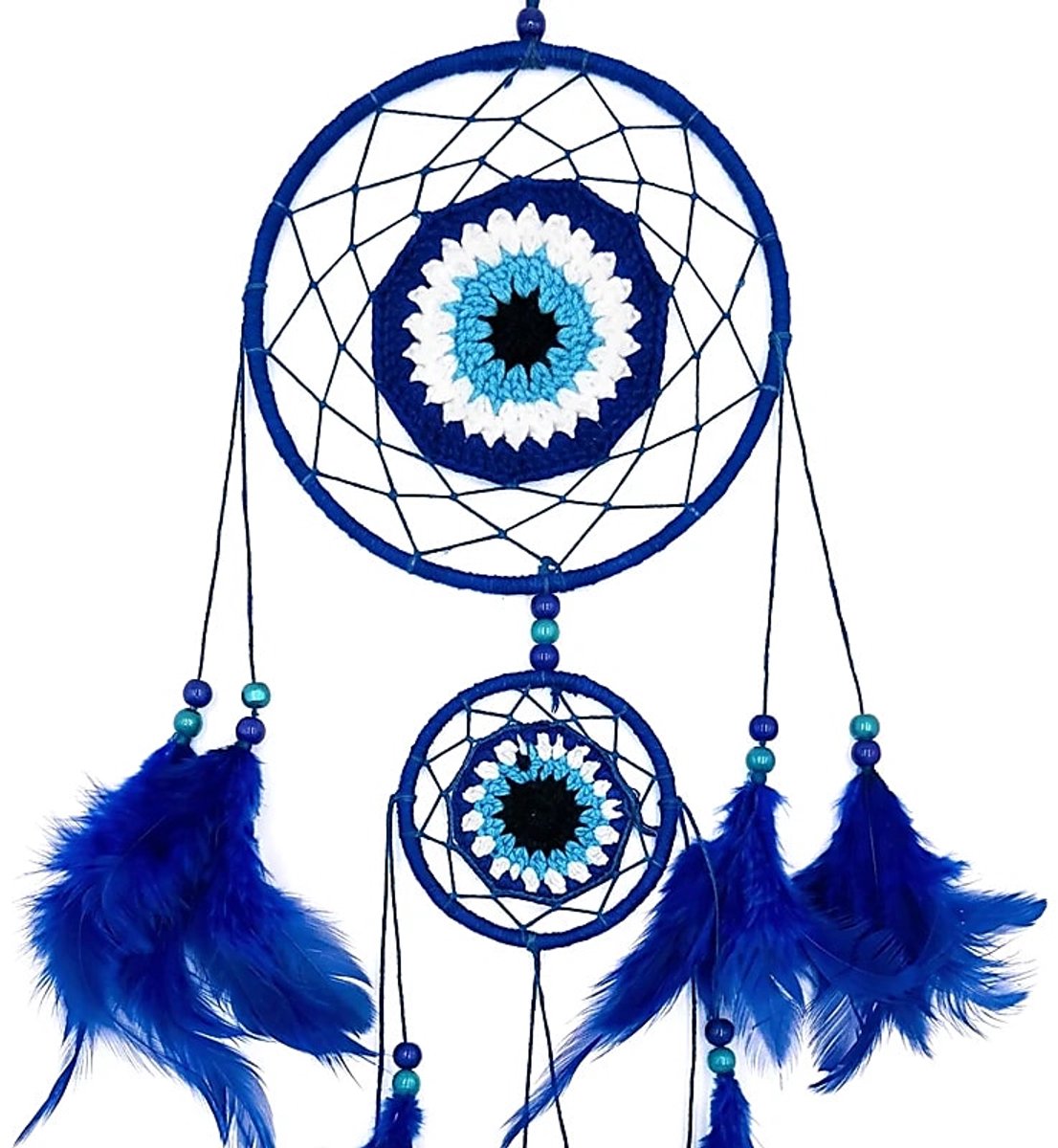 Phoenix Import Mani Bhadra Dromenvanger met Nazar-motief – 55 cm x15 cm blauw