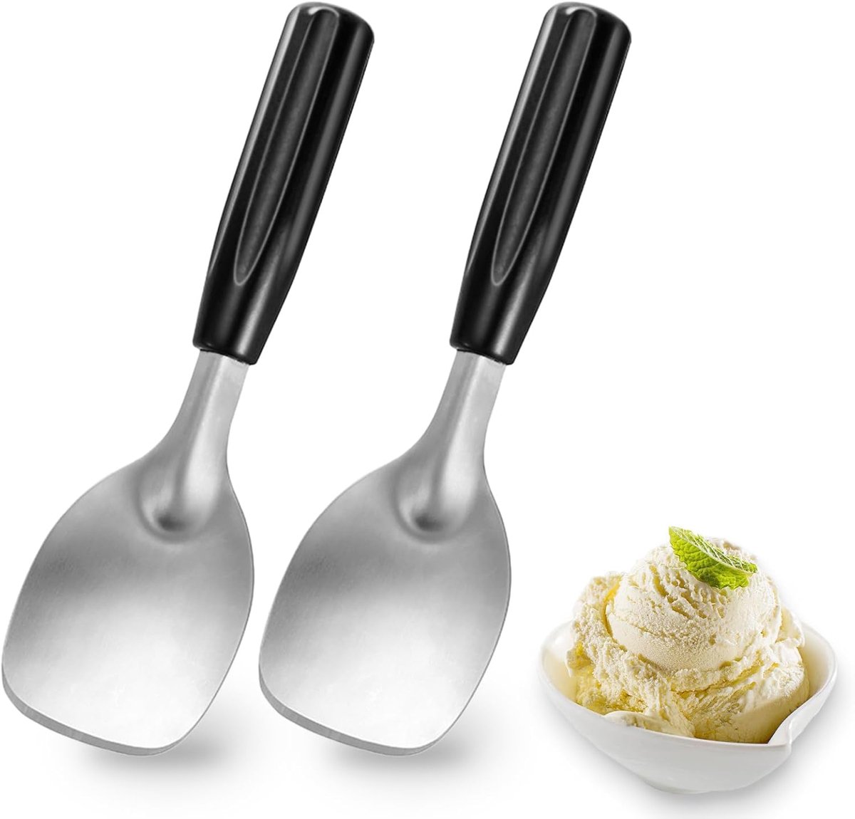 IJsschep Set - IJslepel Schop - IJs Serveren - Buigbestendig RVS - 24 cm - Zwart