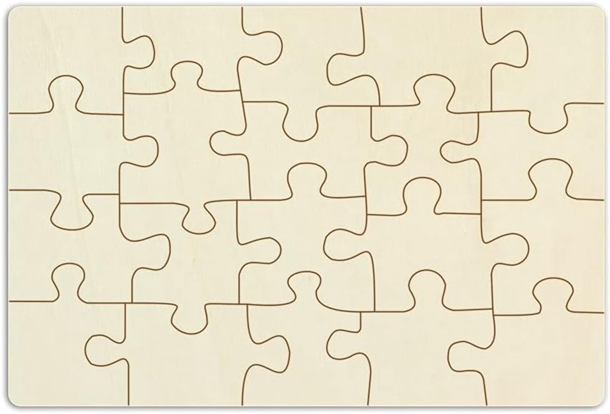 Houten Puzzel - Blanco Puzzel - Zelf Ontwerpen - Onbehandeld Multiplex - 20 Delen 29x19.5cm