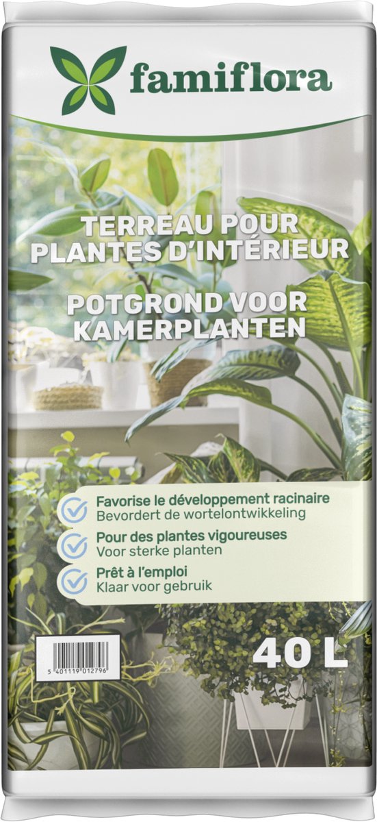 Famiflora Potgrond Kamerplanten - 40L - Rijk Voedingspakket - Voor Binnenplanten - Luchtig