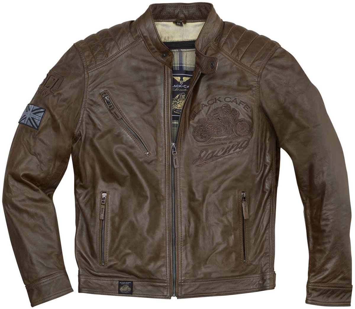 Black Cafe London Houston Bruin Leren Motorjas - Jas