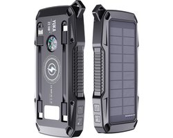 YUKA Solar Powerbank – 22.5W Snelladen – Extra Beveiligde Technologie – Draadloos (15W) – Robuust & Waterbestendig – Noodpakket voor Festivals & Outdoor – 10.000 mAh