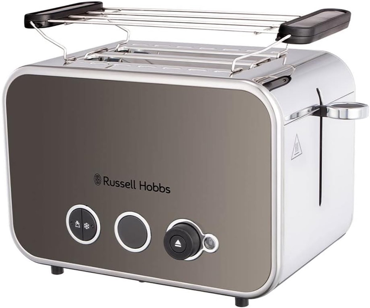 Broodrooster 2 Sneetjes - Toast Apparaat - Ontbijt Bereiden - Extra Brede Sleuven - 31.7D x 18.6B cm - Titanium