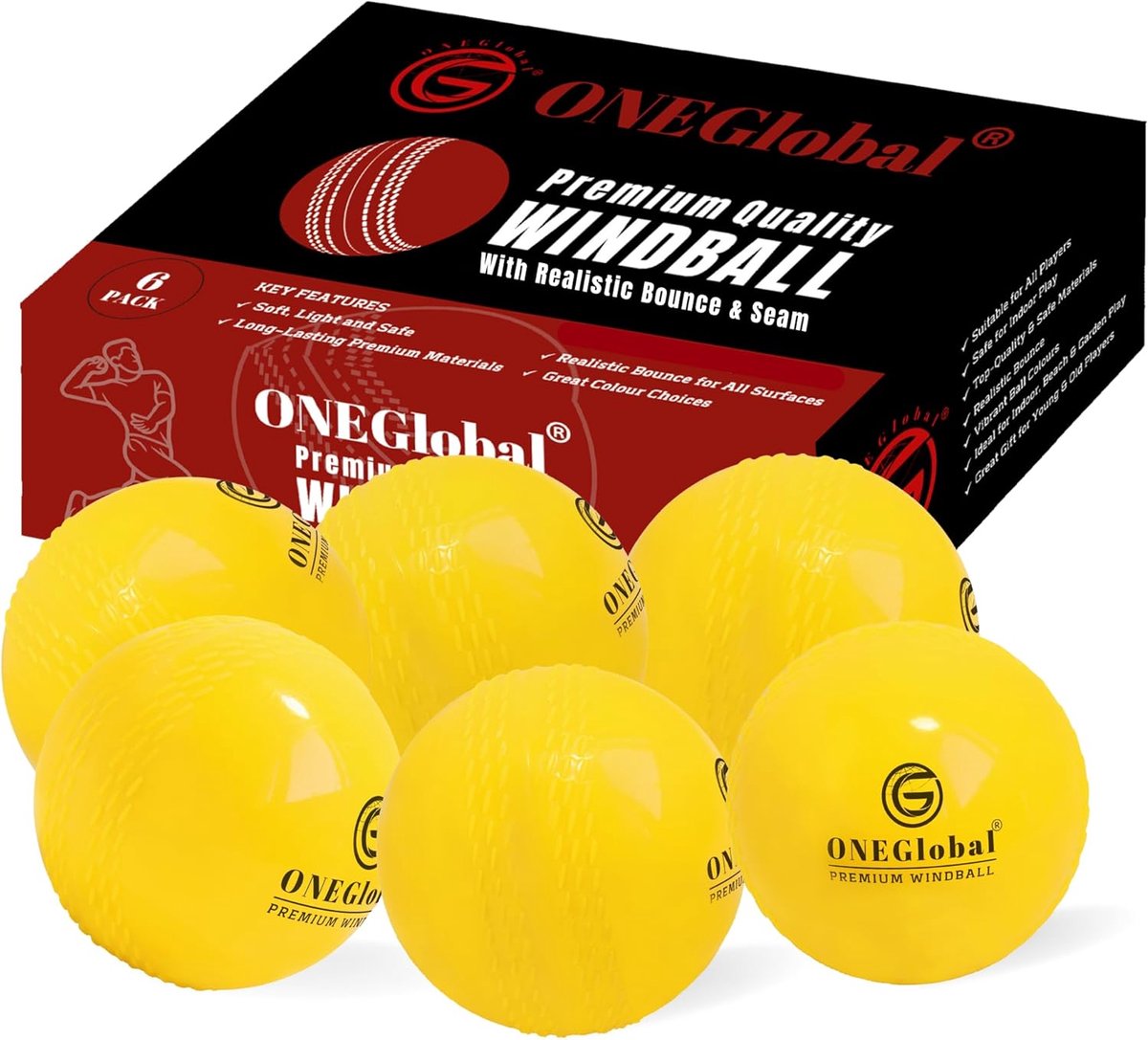 Soft Cricket Ballen - Windballen Oefenballen - Binnen Buiten Trainen - Echte Veerkracht Swing - Senior 7cm - Geel