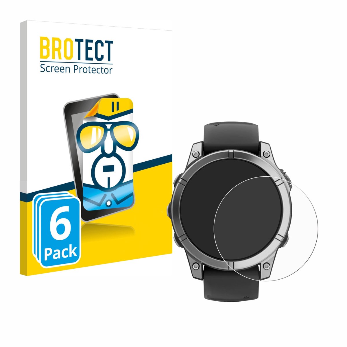 BROTECT - Screenprotector voor Garmin Fenix E - Folie Beschermfolie transparant 6 Stuks