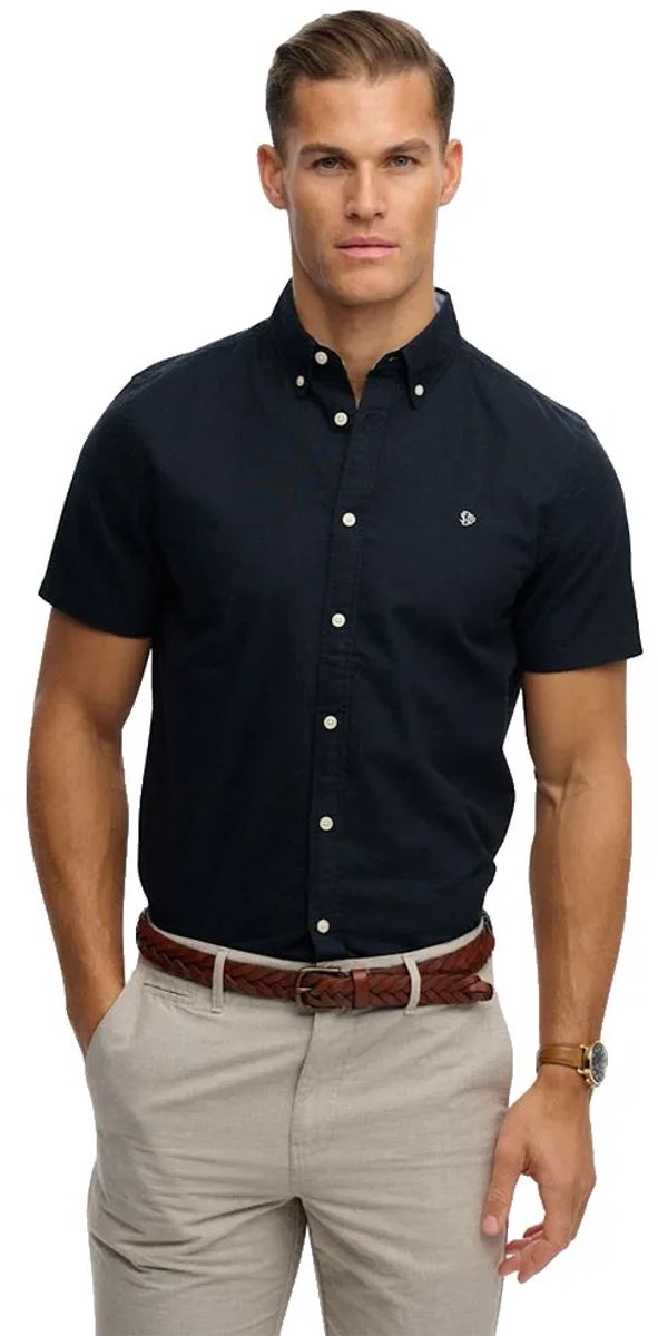 Superdry Preppy Oxford Overhemd Met Korte Mouwen L Man Marineblauw