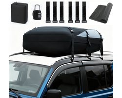 Dakkoffer set met cijferslot & tas & deurhaken- Inclusief antislipmat - 700liter (Maat L) -waterdichte-auto-daktas-flexibele-dakkoffer-zwart-oxford-1000D-pvc-binnenvoering-met-dakdrager-dakkoffer-opvouwbaar-147*110*43cm