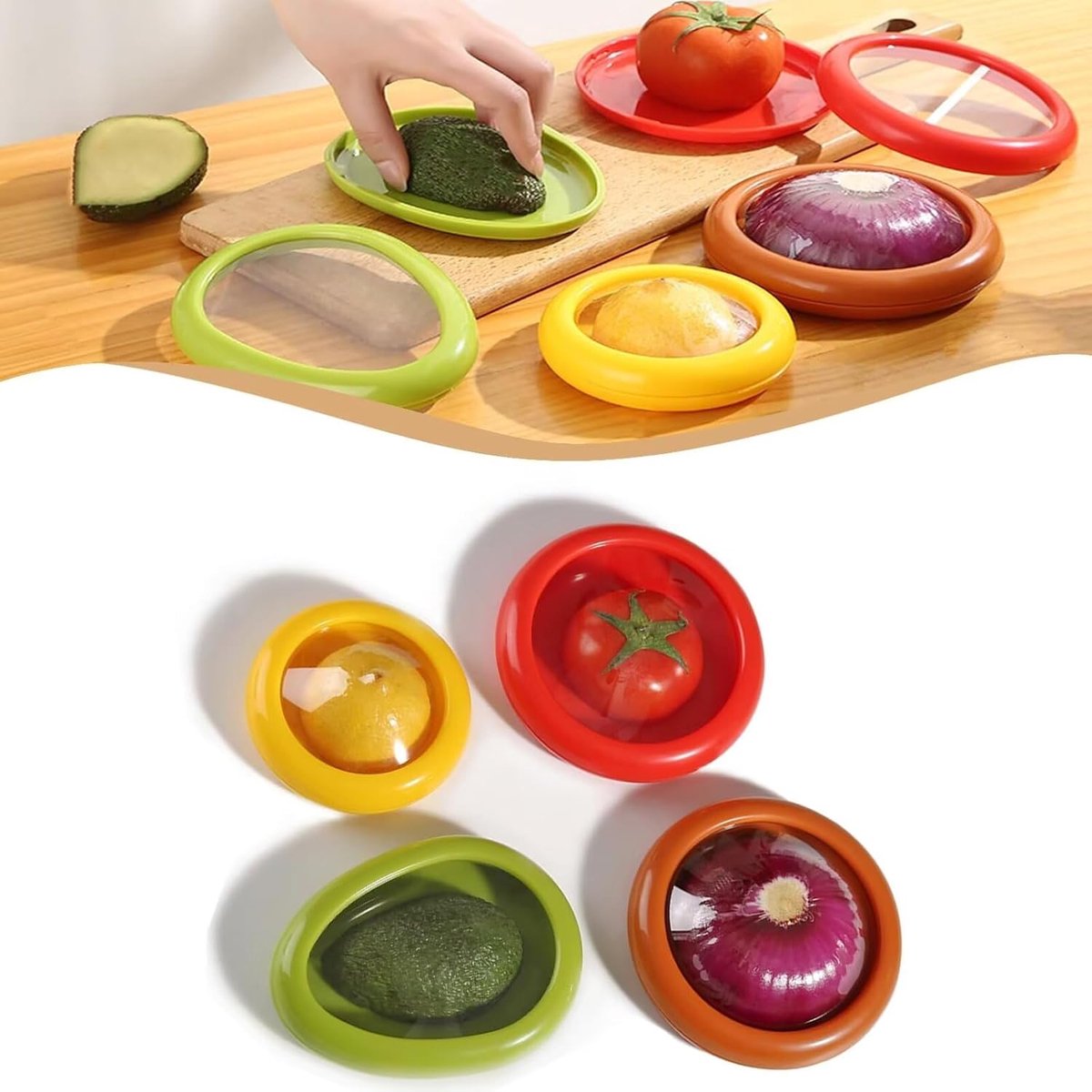 Siliconen opbergdoos - Vers fruit bewaardoos - Voedsel bewaren - Waterdicht en vaatwasmachinebestendig - 12x12x2.5 cm - 4 stuks