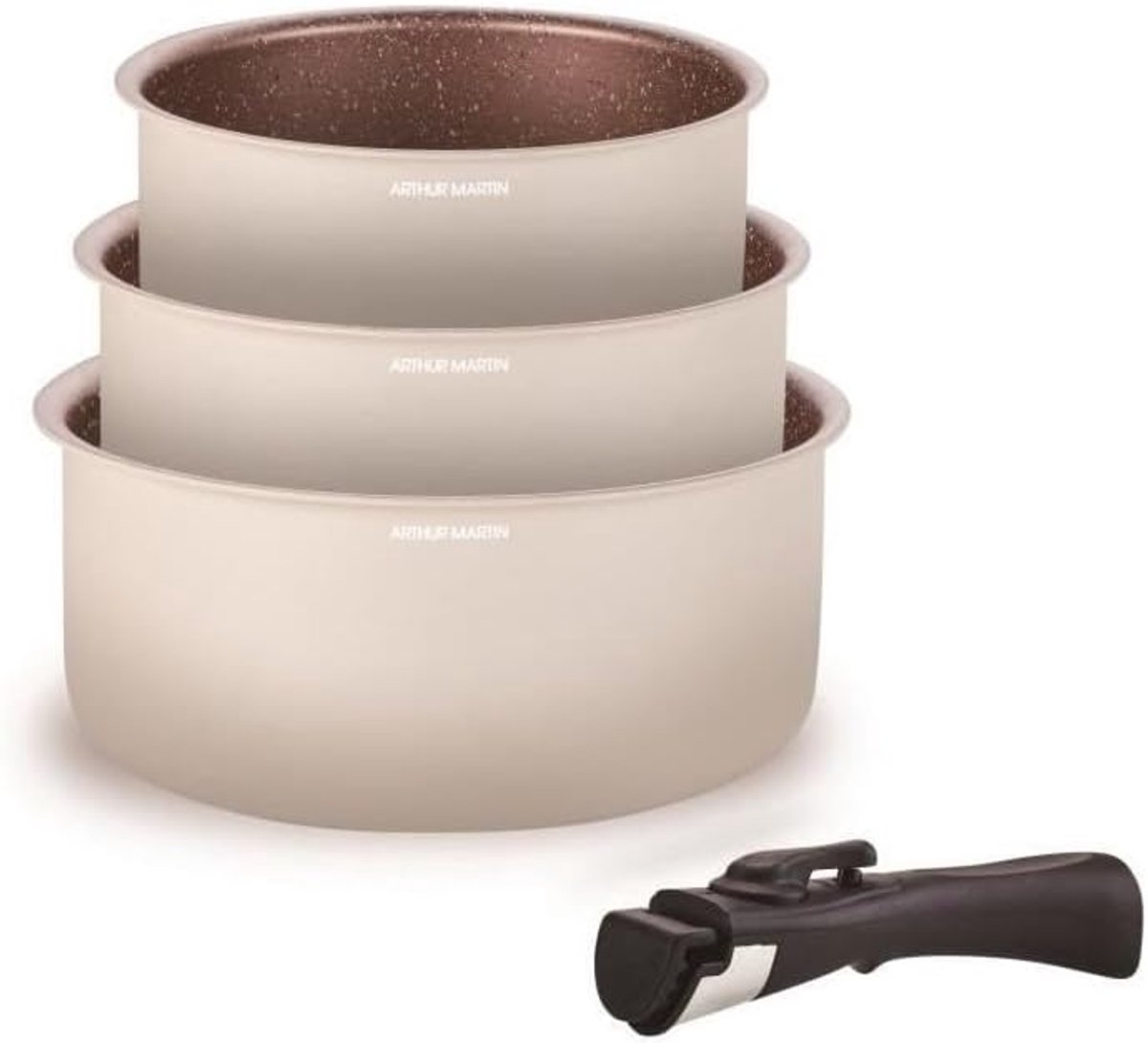 Pannen Set - Kookgerei Set - Dagelijks Koken - Afneembare Handgreep - 16 18 20 cm - Wit