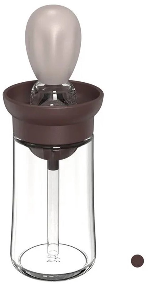 Janse® Olie dispenser - Bruin - Oliefles - Keukengerei - Olijfolie fles met siliconen opzetborstel - Barbeque oliedispenser - Eten - BBQ accessoires - Bakkwast - Bakken - Cooking oil dispenser
