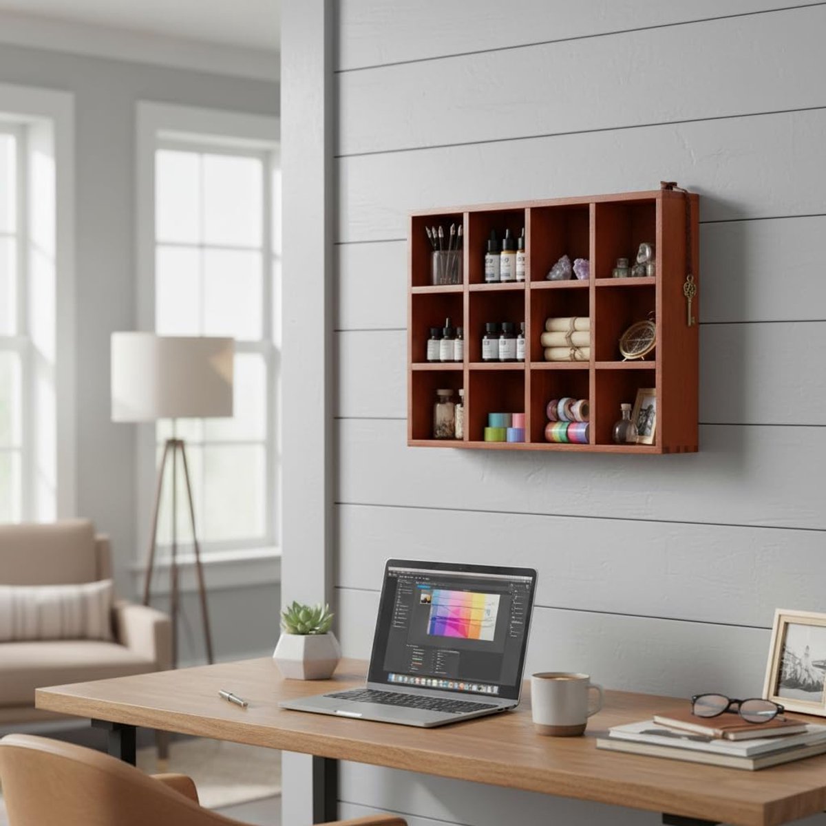 SnelShoppen - Vintage Houten Trinket Shelf Wandrek - 12 Compartimenten Mokken en Knick Knacks Display Plank - Stevige Elegante Houder met Glanzende Ra — cadeau in Wonen & Interieur - foto 7