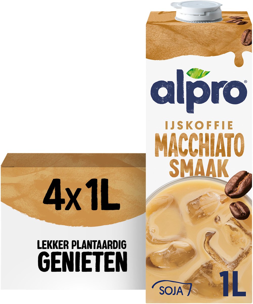 Alpro Sojadrink Macchiato – Plantaardige Koffiedrink – 4 x 1L
