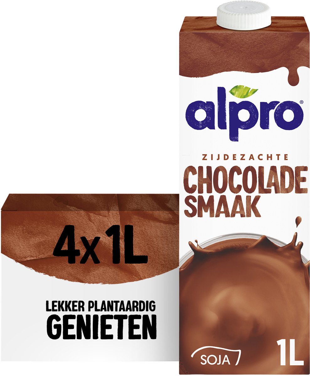 Alpro Sojadrink Chocolade – Plantaardig & Lactosevrij – 4 x 1L