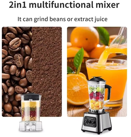 Blender - hogesnelheid - 6000W - multifunctionele keukenmachine - Smoothieblender - Krachtig, stil - eenvoudige reiniging van Merkloos — afbeelding 3
