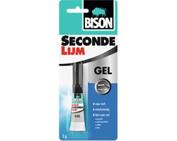 Bison Secondelijm Gel 3g, sterke secondelijm in speciale gelvorm, vaatwasser bestendig, water resistent, voor iedere reparatie in en om het huis, makkelijk in gebruik