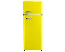 Helvetia Retro Koelvriescombinatie HRDPER206EJ1 - Geel - 144 cm Hoog - 4ster Vriezer - Vintage - 206 Liter