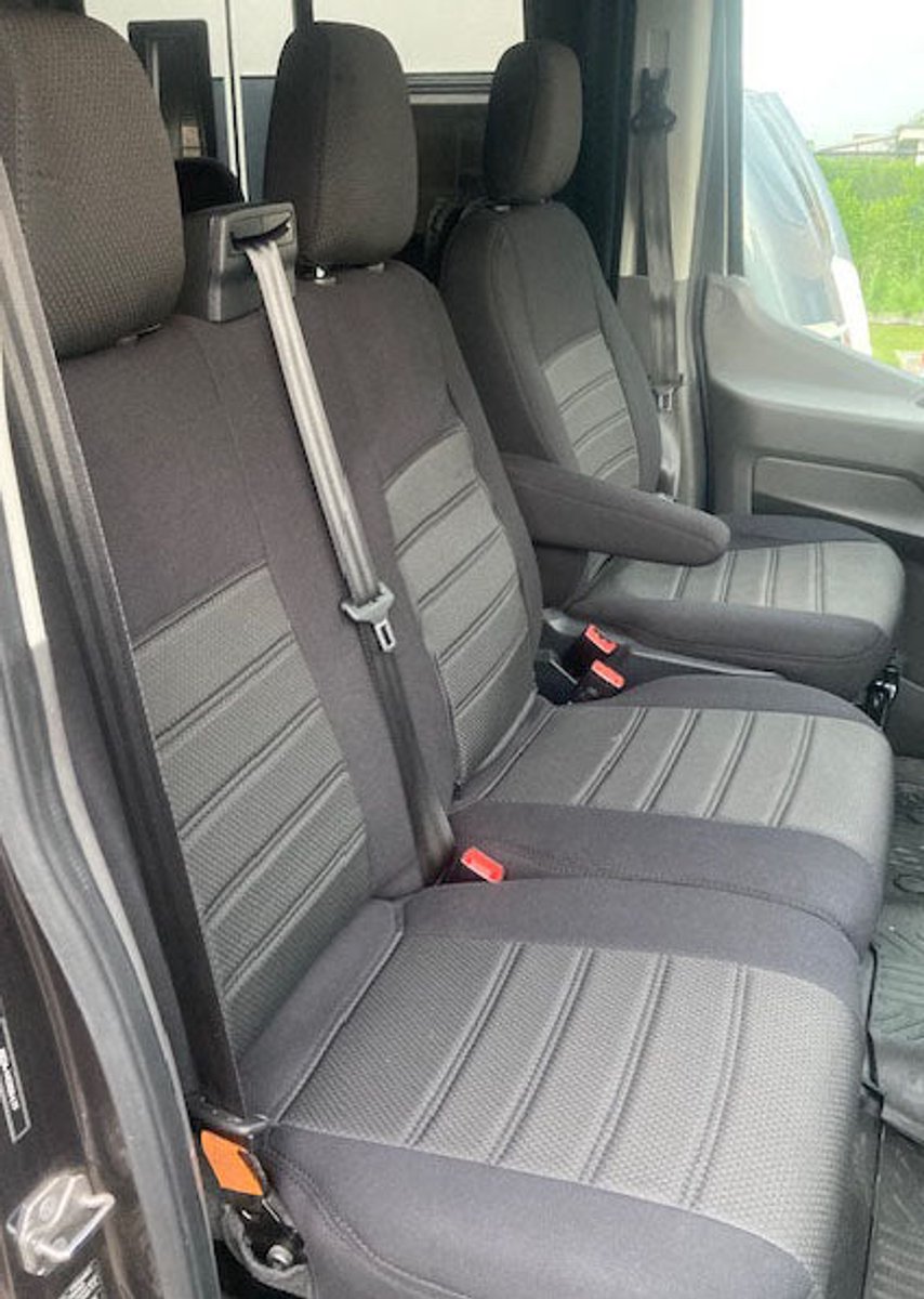 Pasvorm stoelhoezen Ford Transit / E-Transit 2014-heden (geschikt voor stoel en duobank) - Stof zwart
