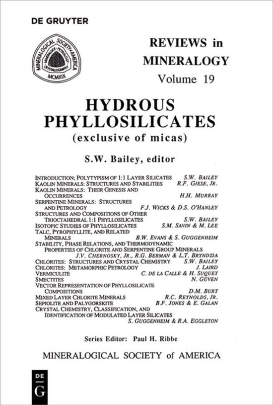 Reviews in Mineralogy & Geochemistry19- Hydrous Phyllosilica ... - cover
