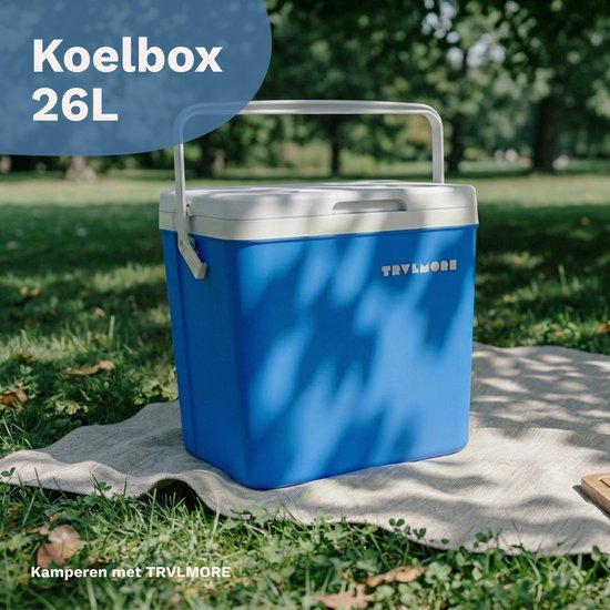 TRVLMORE Koelbox 26L - 65 Uur Koeling - Frigobox - Inclusief 2 Koelelementen - Blauw van Merkloos — afbeelding 2
