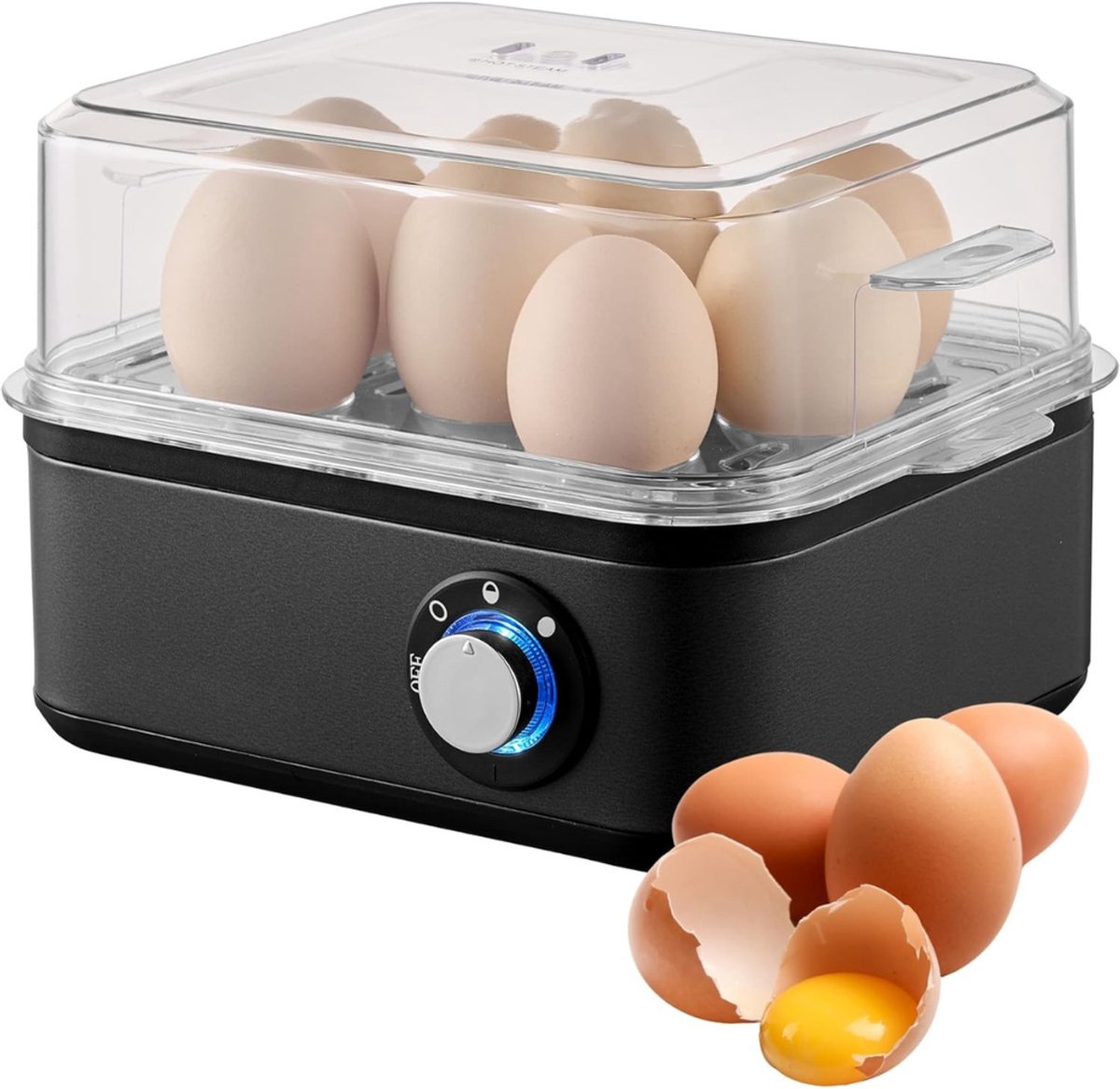 RONN® Eierkoker electrisch - Eierkoker - Eierkoker met timer -Antraciet - ‎21cm x 17cm x 15cm