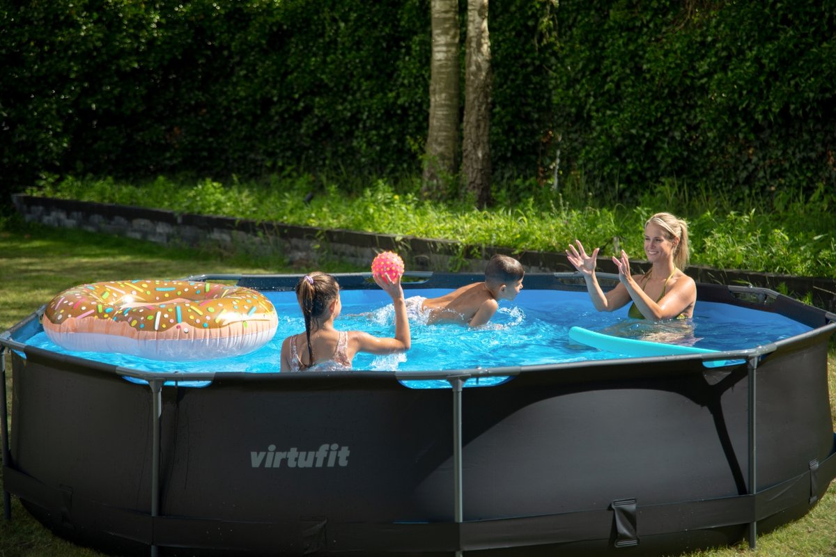 VirtuFit Rond Zwembad Ø244 x 76 cm - Opzetzwembad - Duurzaam & Veilig Stalen Frame - Antraciet — afbeelding 17
