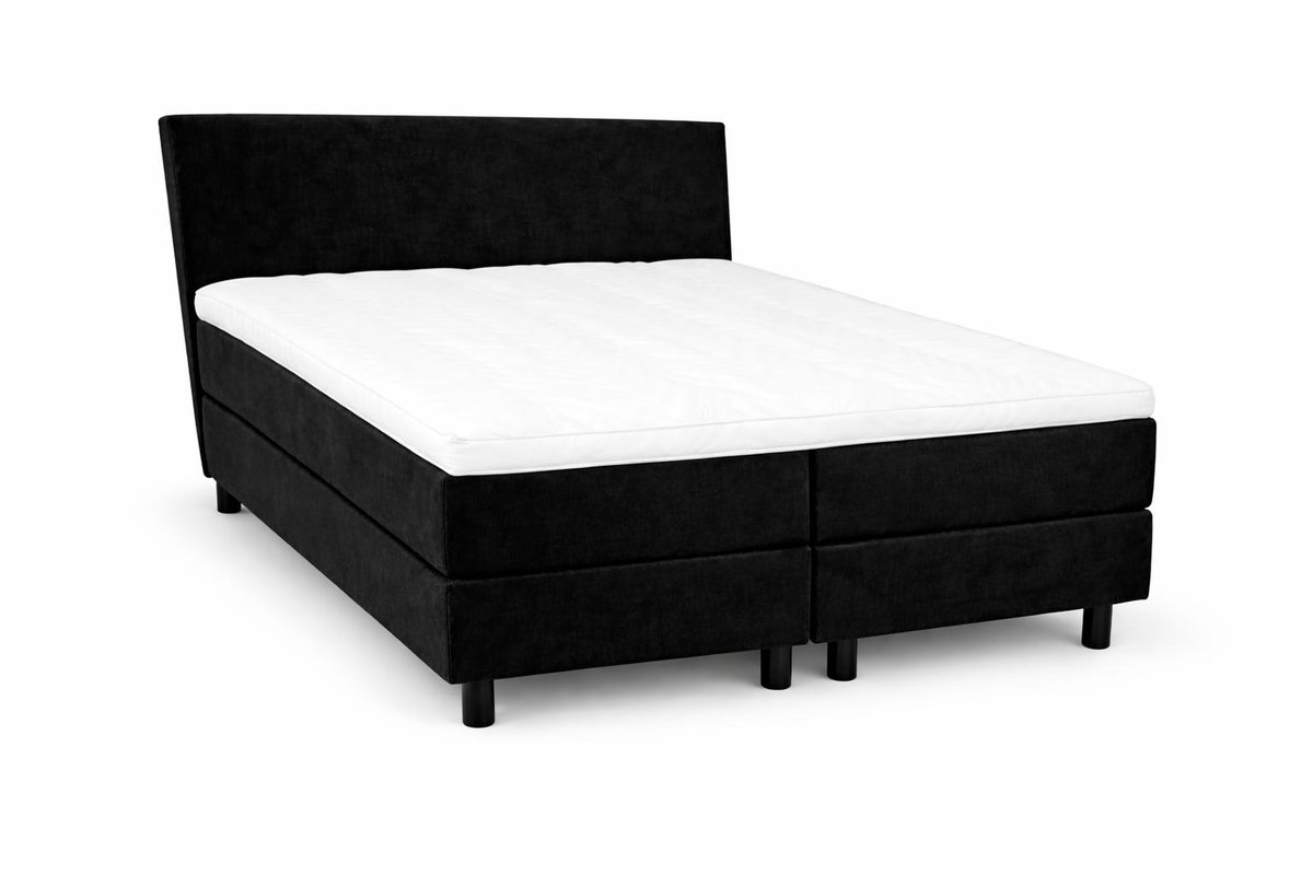 Boxspring Ayla Royal - 160x220 Compleet - Zwart Glad - Ayla Matrassen - 2 persoons