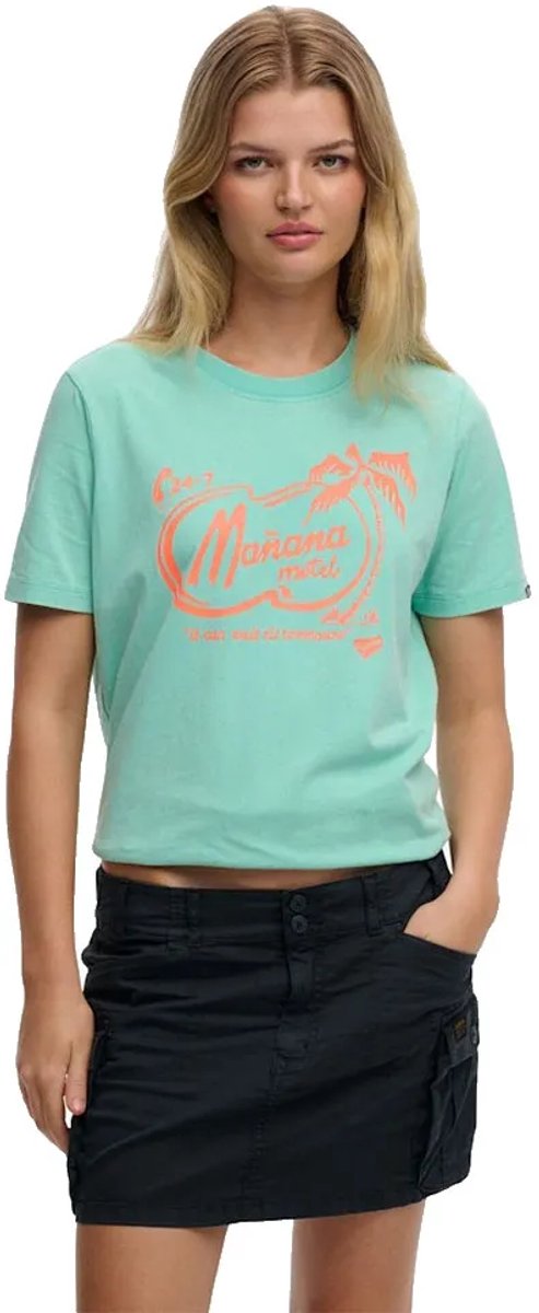 Superdry Roadside Trade Relaxed T-shirt Dames T-shirts Turquoise
