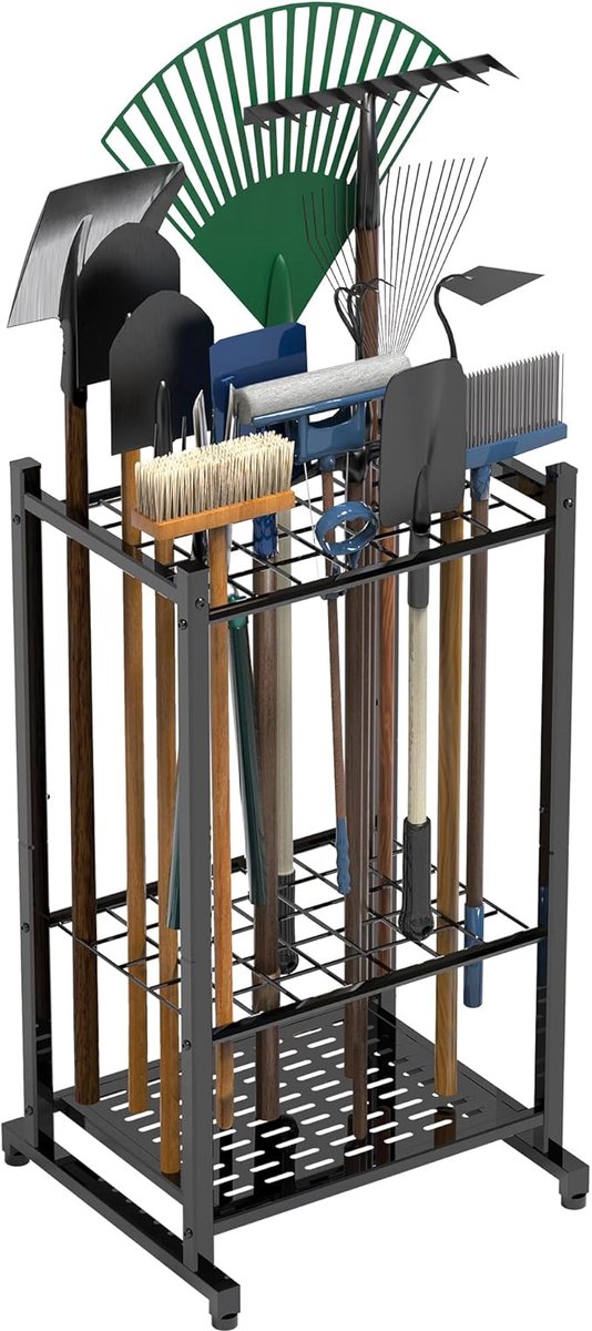 Tuingereedschap Organizer - Gereedschap Torenrek - Garage Opslag - Hoge Capaciteit 35 Stuks - 75 cm Hoog - Zwart