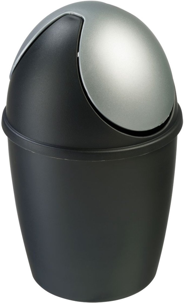 Sunware Tiglio tafelafvalbak - 1.5L - met swing deksel - zwart/zilver