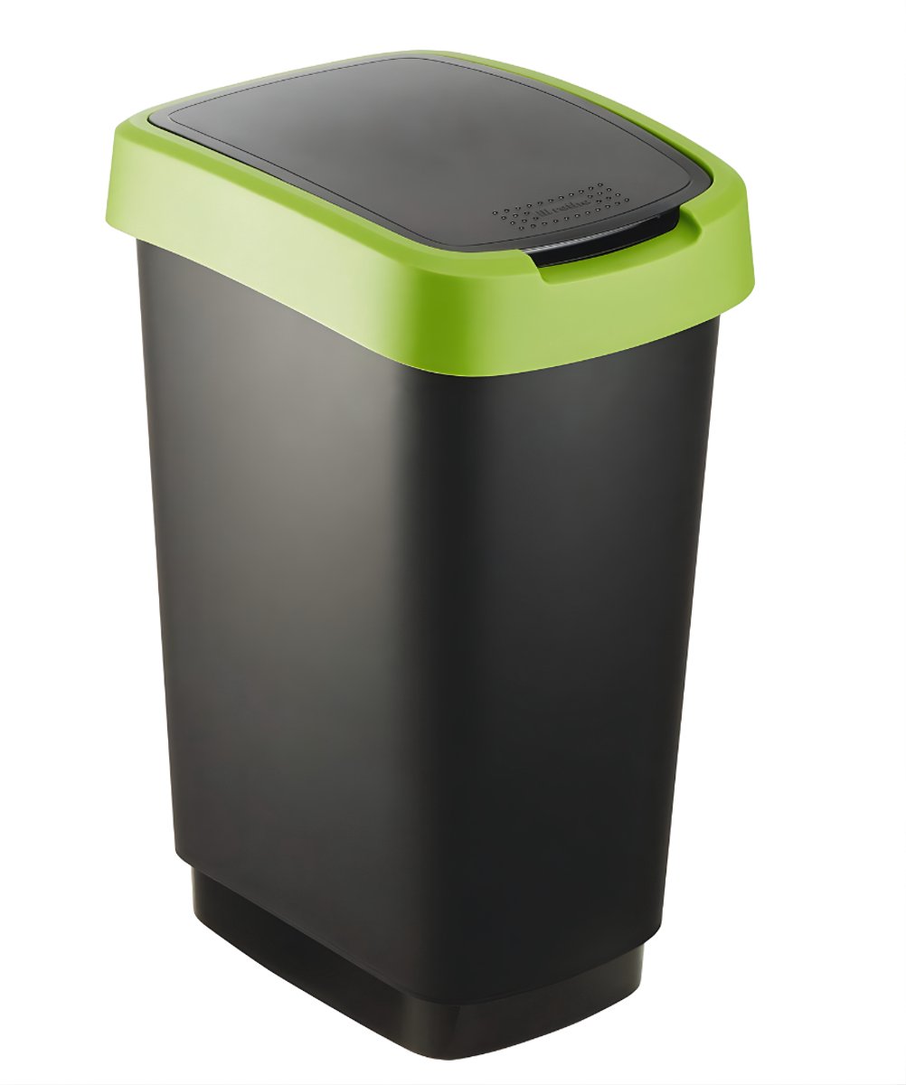 DnA® Prullenbak 50 Liter - Prullenbak - Prullenbakken - Zwart en Groen - 41cm x 30cm x 61cm