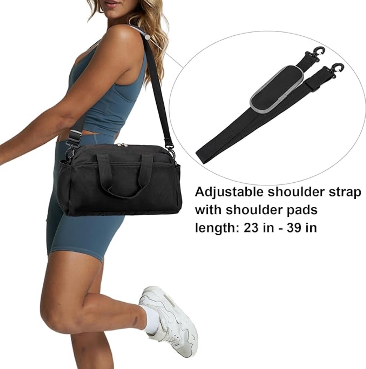 Kleine sporttas voor heren en dames, mini-reistas voor reizen en sport, lichtgewicht handbagagetas, 35,5 cm thumbnail 3