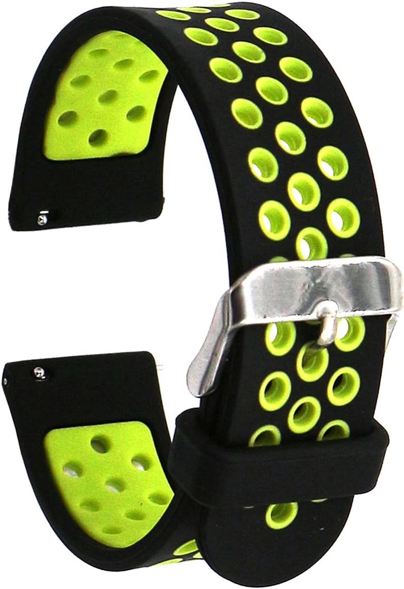 20mm Smart Watch Bands - Quick Release Soft Silicone Watch Band - Silicone Rubber Wristband voor Samsung - Zwart Groen