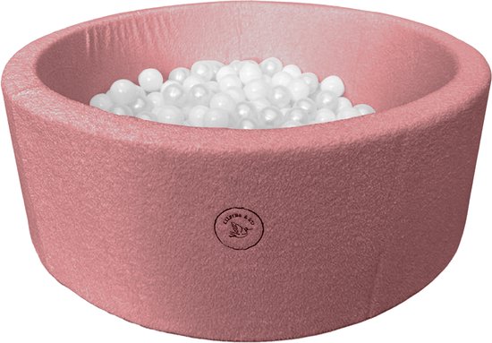 Liefjes & Co Teddy Pink Ballenbak Rond met 200 BPA-vrije Ballen – Baby & Kinder Ballenbad – Zacht Foam – Speelgoed