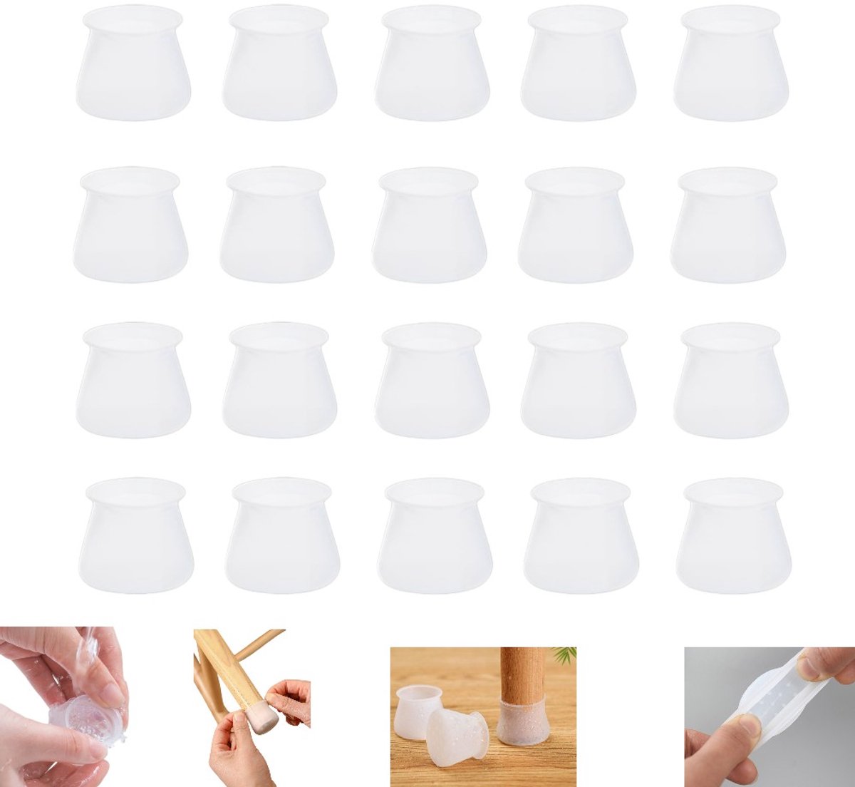 20 stuks Siliconen stoelpootdoppen- Witte stoelpootdoppen - Antislip siliconen vloerbesche