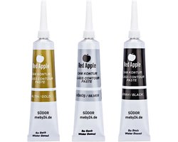 Bastelzone Contourverfset voor glas-in-lood. Contourpasta voor decoratief ontwerp (contourkleurenset (3 x 20 ml))
