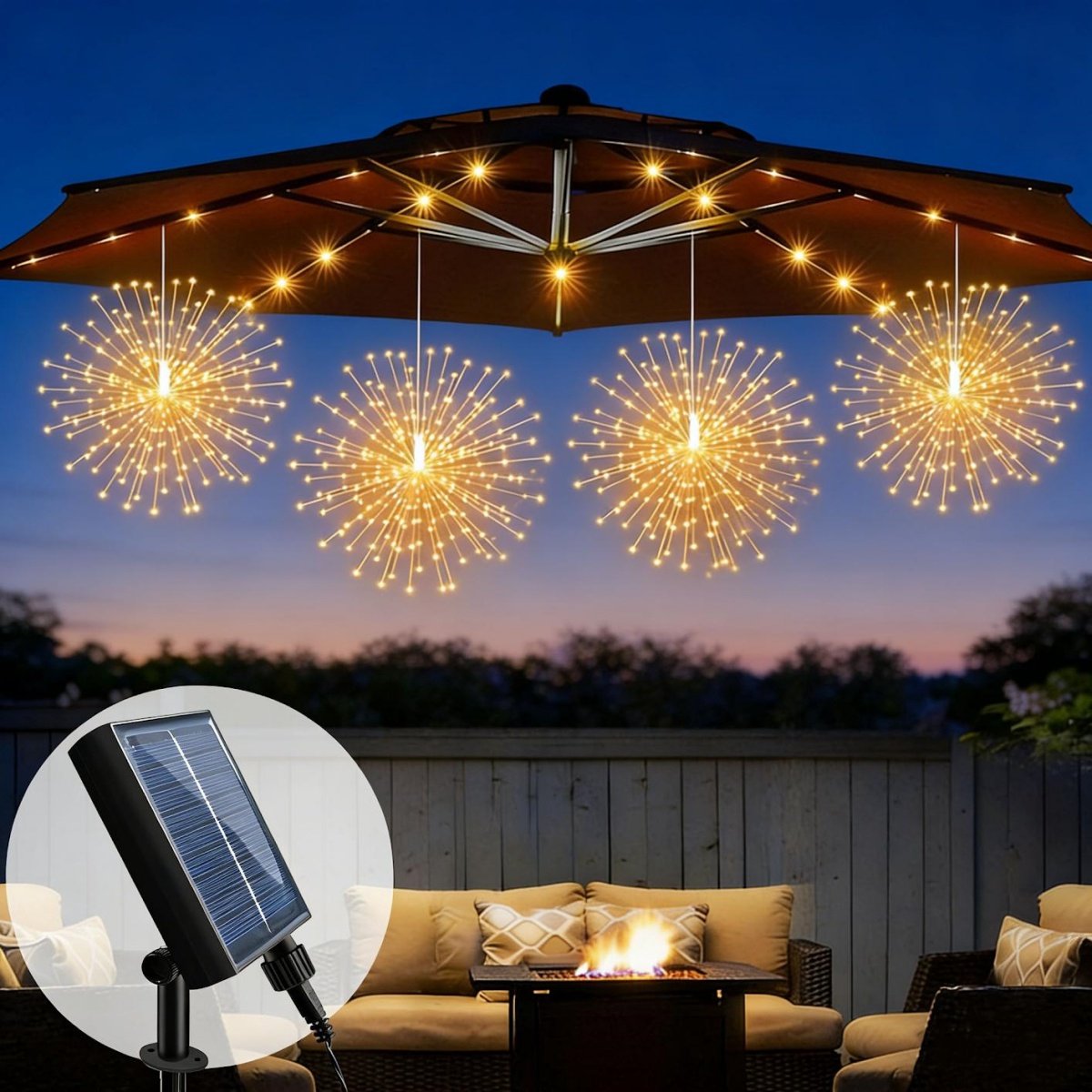 GELLDG 4 Stuks - Lichterketens voor buiten en binnen - Solar LED Lichterkette - 7M 360LED met 8 Modi - IP65 Wasserdicht - Geschikt voor Tuin Balkon Terras Bruiloften Feest - Kunststof