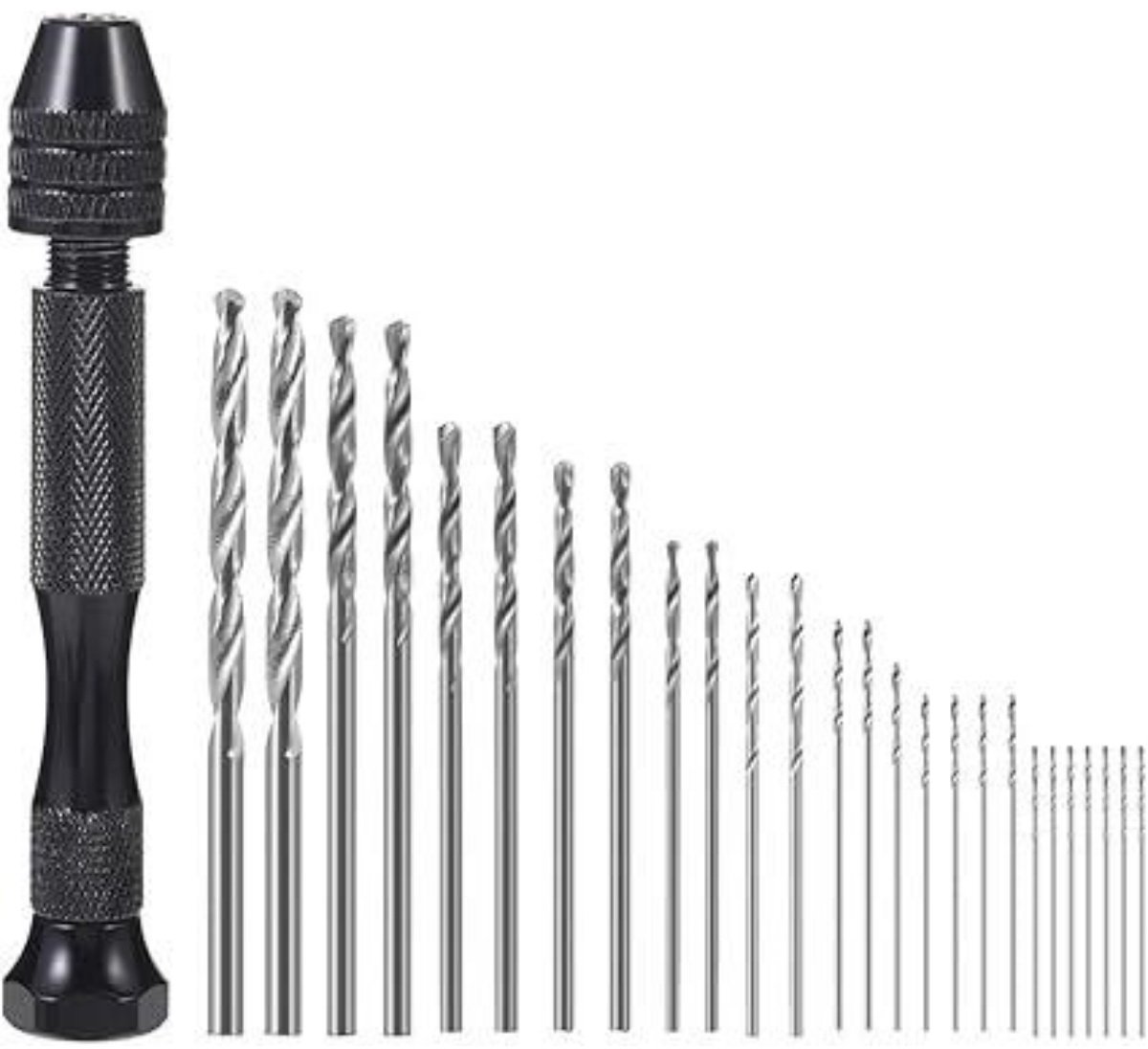 GELLDG 26 Stuks Handboor - Mini Boormachine Pin Vise - Handboor Set met 25 Spiraalboren (0,5-3,0mm) - Breed Inzetbaar, Gebruiksvriendelijk, Uniek Ontwerp - Geschikt voor Metaal, Hout, Sieraden en Modelbouw - Metaal - DIY Boren