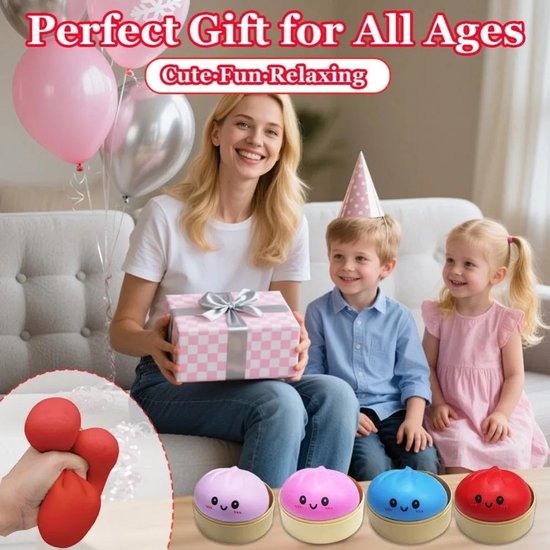Happy trendz® Squishy Stressball Dumpling 3 pièces - Bao Bun Food Toys - Toys Relief stress - Fidget Steemed Bun Stuffed Toy - 3pcs