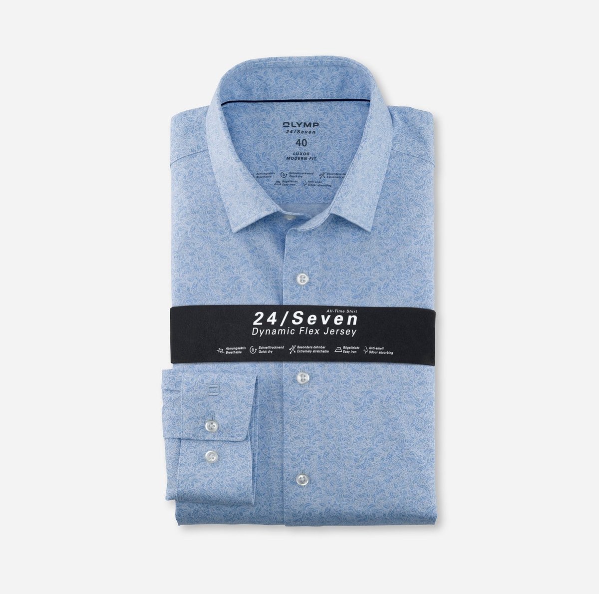 OLYMP 24/7 jersey lichtblauw print