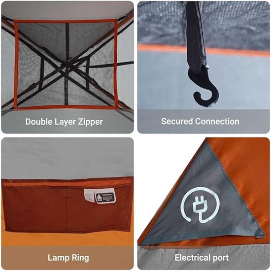 Bungalow tent voor 4 personen met voortent en goede ventilatie van Merkloos — afbeelding 5