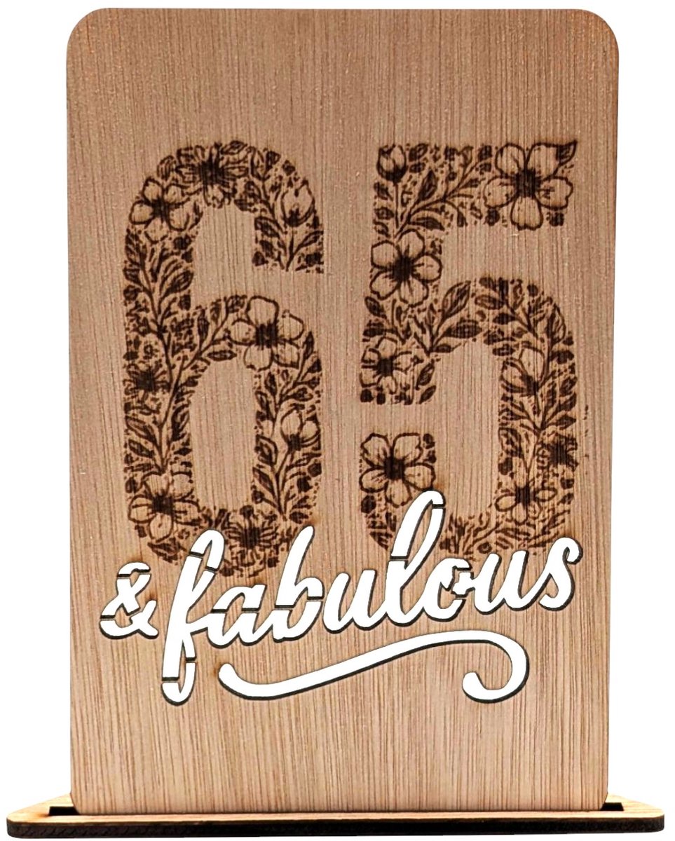 Vilewoods Houten Verjaardagskaart 65 Jaar – 65 & Fabulous Design – Inclusief Envelop – Handgemaakt