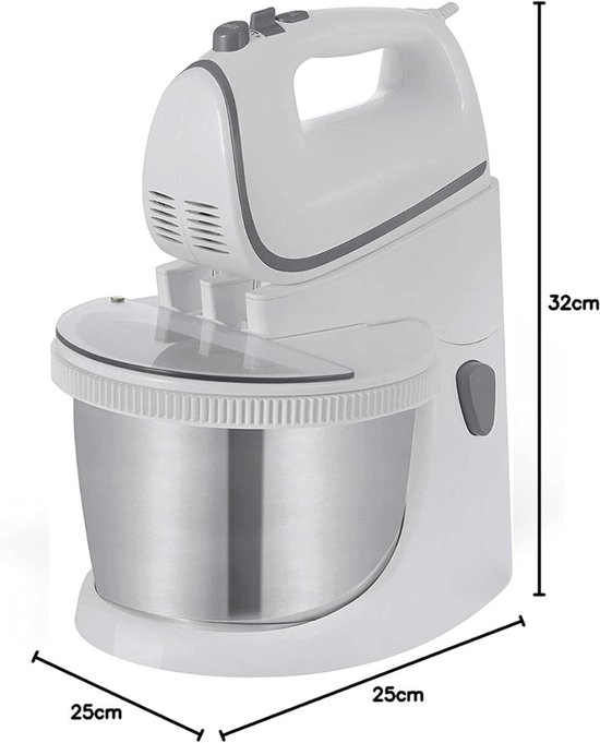 RONN® Mixer met Mengkom - Keukenmachine - Keukenrobot - Inclusief Accessoires - Antraciet - Wit/Zilver - 25cm x 25cm x 32cm van Ronn — afbeelding 4