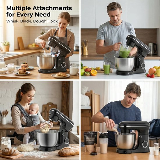ACEP 60° Draaibare mixer - 5L - 1500W - Zwart - Mixer - Mixer met mengkom - Kitchenaid - Kitchenaid keukenmachine - Keukenmachine van Merkloos — afbeelding 2