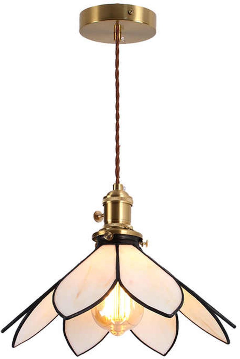 Minimalistische Tiffany hanglamp – beige crème – 12 inch-Belle's ...