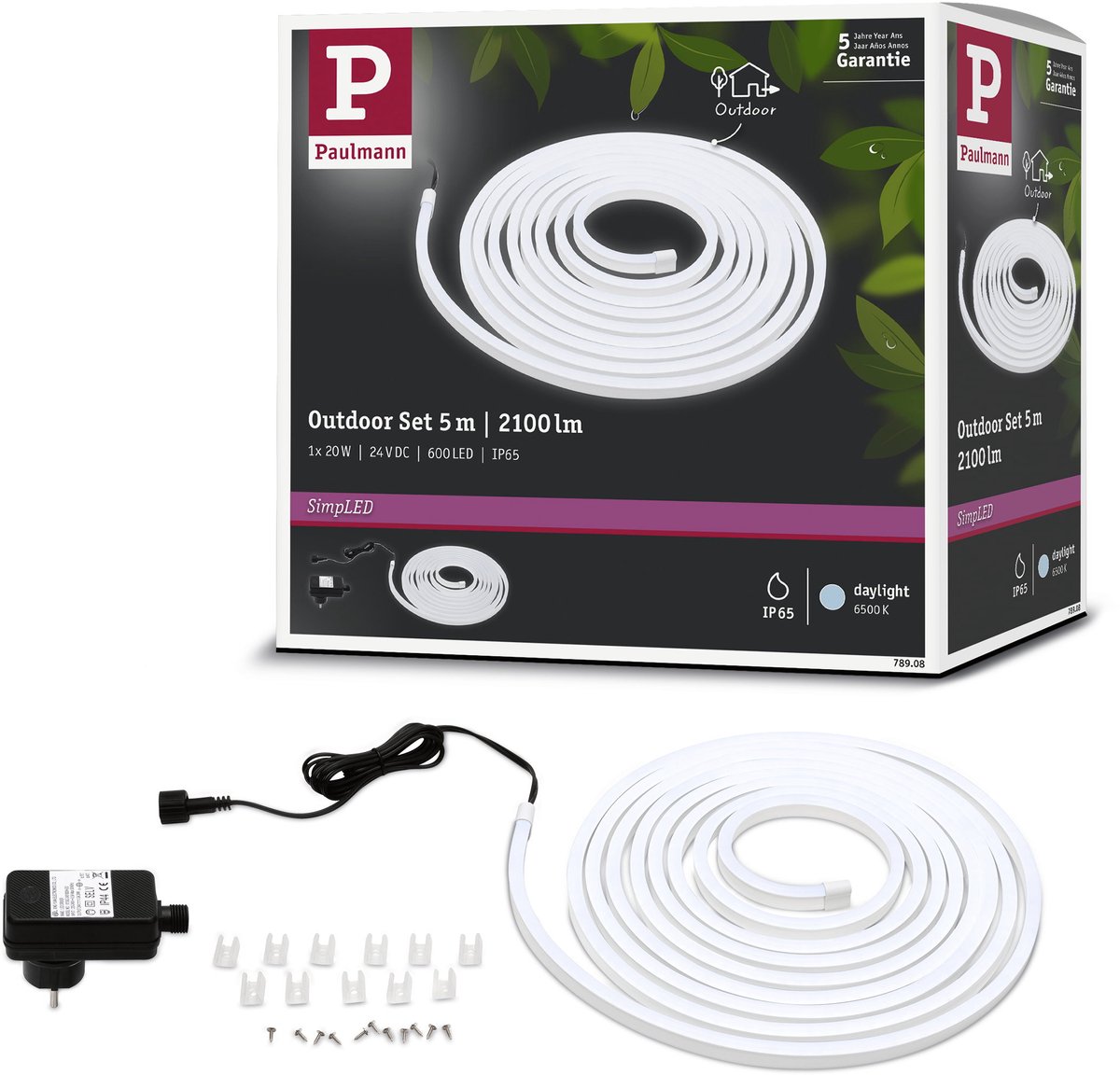 Paulmann SimPLED Outdoor LED Strip 5 Meter Daglicht - Plug & Play Set - 20W - 24V - Wit - Kunststof
