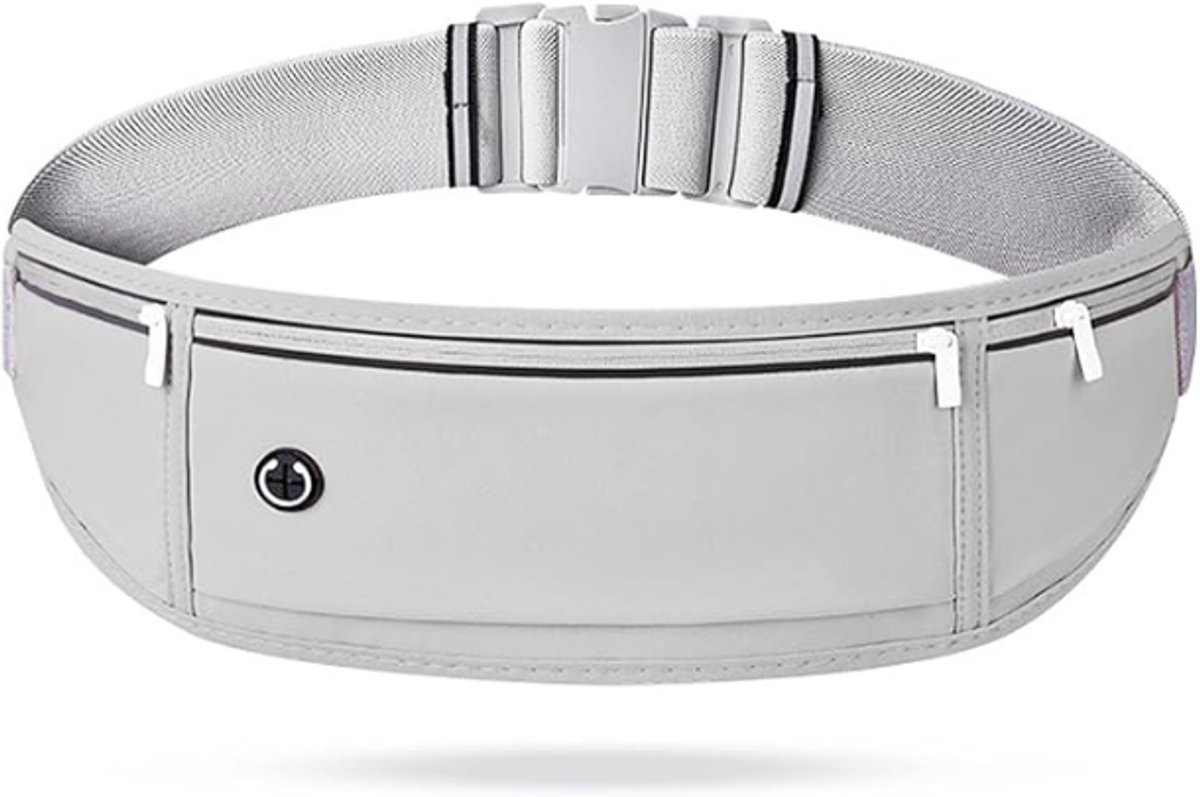 Running belt - flipbelt - hardloopriem telefoon - Hardloop riem - Ruime Opbergvakken voor Smartphone, Drinkfles of Powerbank - Reflectie Strip - 60 tot 120 cm - grijs - van Imperatoris