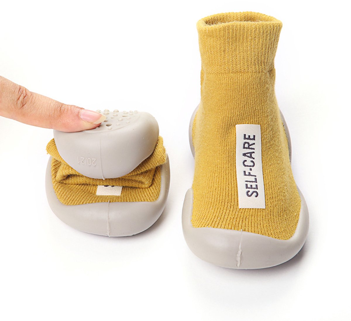 Jumalu Antislip Baby Schoentjes – Eerste Loopschoentjes 6-12 Maanden – Flexibele Babyschoenen met Rubberen Zool – Peuterschoenen Unisex – Geel Maat 20/21