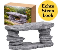 Aquarium decoratie steen wand 12 x 5 x 5 cm – Realistische rots aquarium decoratie – Aquascape steen ornament – Terrarium decoratie rots – Natuurlijke aquarium inrichting – Schuilplaats vissen garnalen reptielen – Kleine aquarium accessoires