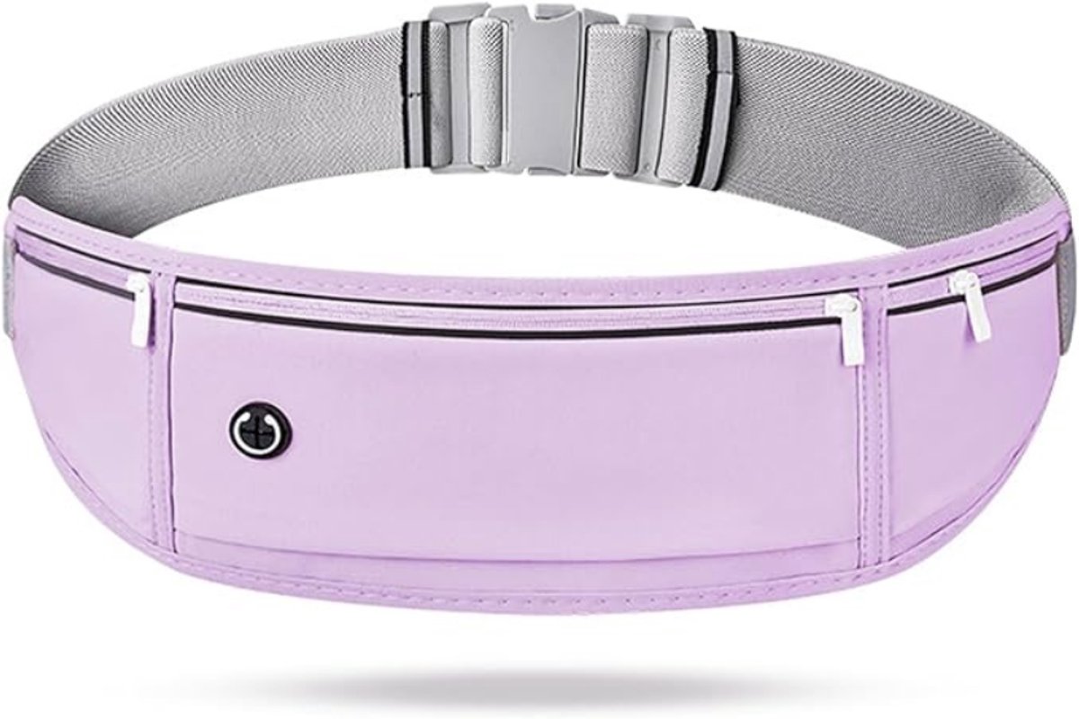 Running belt - flipbelt - hardloopriem telefoon - Hardloop riem - Ruime Opbergvakken voor Smartphone, Drinkfles of Powerbank - Reflectie Strip - 60 tot 120 cm - paars - van Imperatoris