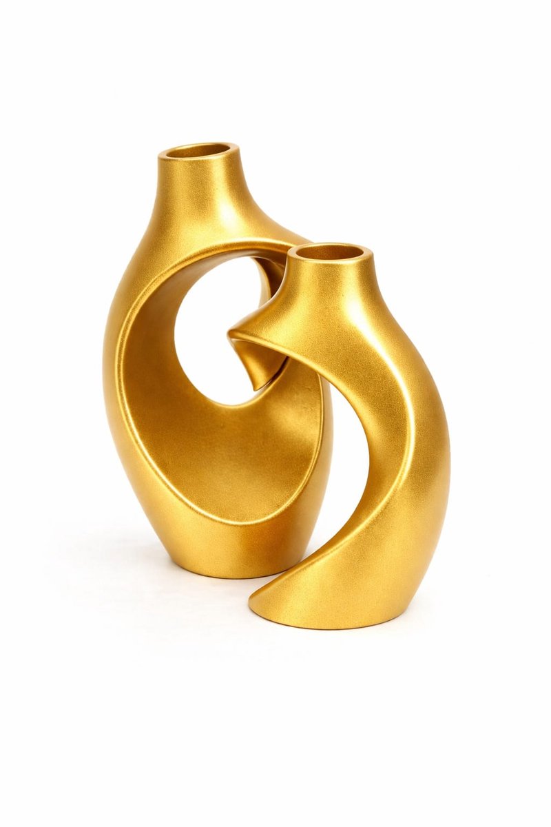 QORVANE Home - Abstracte siervazen - set van 2 - Goud